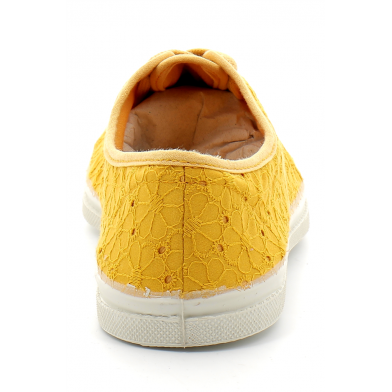 Tennis à lacet broderie pour adulte jaune du 36 au 41