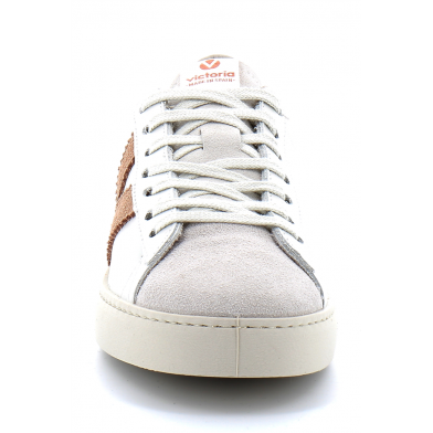 Baskets basses à lacets en cuir pour femme 1126142 blanc-rose cuarzo