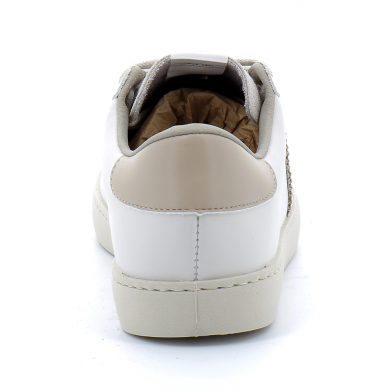 Baskets basses à lacets en cuir pour femme 1126142 blanc-beige hielo