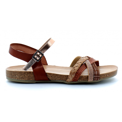 porronet sandale marron cuero rose