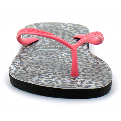 Tong pour femme Slim Leopard noir-rose 4145480.0090