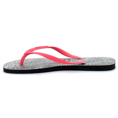 Tong pour femme Slim Leopard noir-rose 4145480.0090