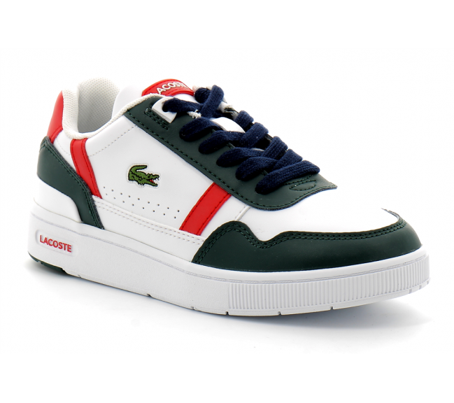 lacoste sneakers t-clip enfant white dark green 42suc0010-1r5