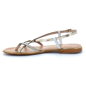 Sandales pour femme à entre-doigts en cuir Monaco creme 63579