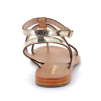 Sandales pour femme bride cheville en cuir Hilan or-serpent 63507