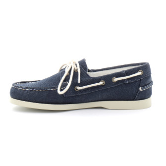 CHAUSSURES BATEAU POUR HOMME EN TOILE DOCKSIDES PORTLAND WASHED CANVAS bleu-navy du 40 au 45-76117kw-908r