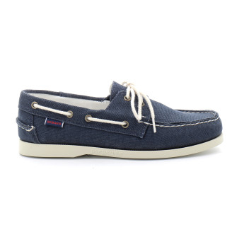 CHAUSSURES BATEAU POUR HOMME EN TOILE DOCKSIDES PORTLAND WASHED CANVAS bleu-navy du 40 au 45-76117kw-908r