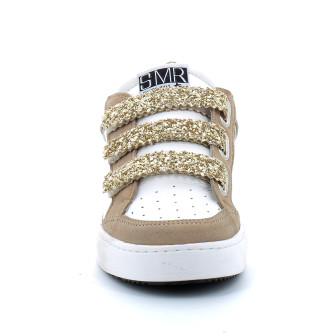 Basket mode basse à scratch pour femme GAREN blanc-or 10430