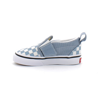 Chaussures basses sans lacets à elastique pour enfant Checkerboard Slip-On dusty blue vn000ubsdsb1
