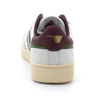 Baskets En Cuir pour adulte Contact Leather blanc-kaki cmb261on