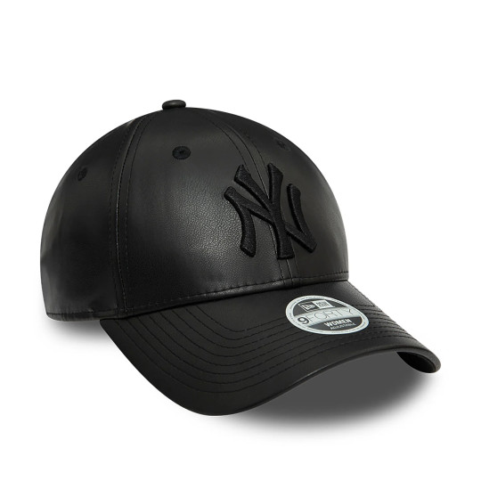 Casquette pour femme 9FORTY Ajustable New York Yankees MLB Faux Cuir Noir noir osfm