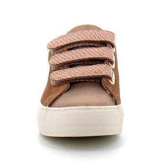 Basket mode à scratch en cuir pour femme ARCADE STRAPS PERFOS brun ongf-iv01-kc