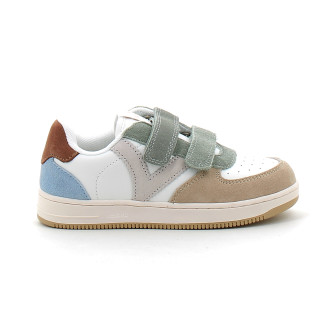 Basket à scratch pour enfant TIEMPO SCRATCH CUIR FENDU MULTICOLORE arena