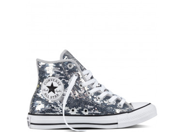 converse plateforme paillette argent